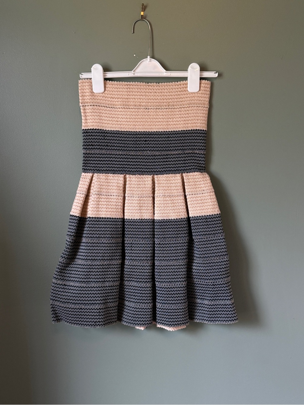 Pleasure Doing Business - Tan and Black Bandage Dress - Size M